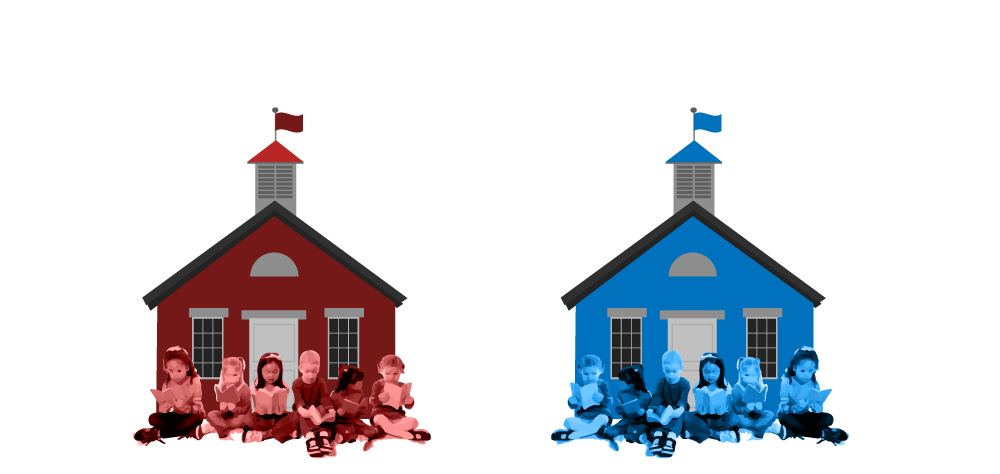 At the end of the school year, the third-grade students in Red School read at a grade level of 4.2, compared to a grade level of 3.5 in Blue School.