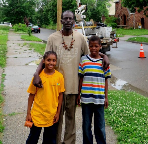 Detroit resident Cedrick Bell says new lights installed on his street will help deter crime. (photo by Lester Graham)