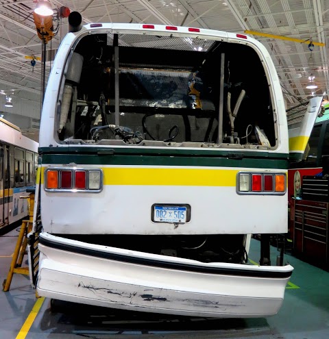 Detroit’s aging fleet of city buses is nothing to smile about. (photo by Lester Graham)