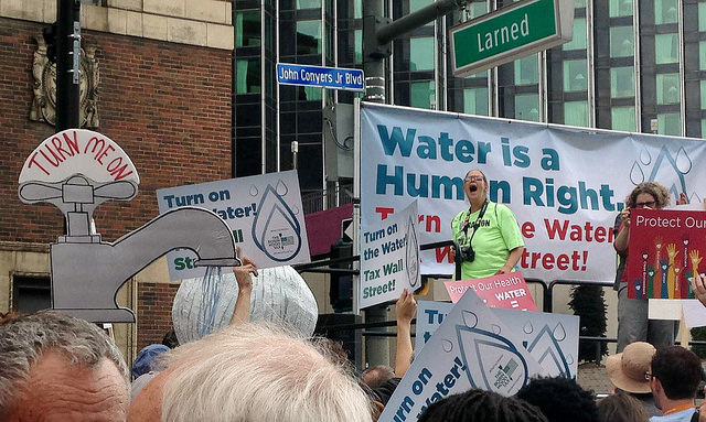 Shutoff of water service to thousands of Detroiters sparked protests this summer. (Photo by Flickr user UUSC4all; used under Creative Commons license)