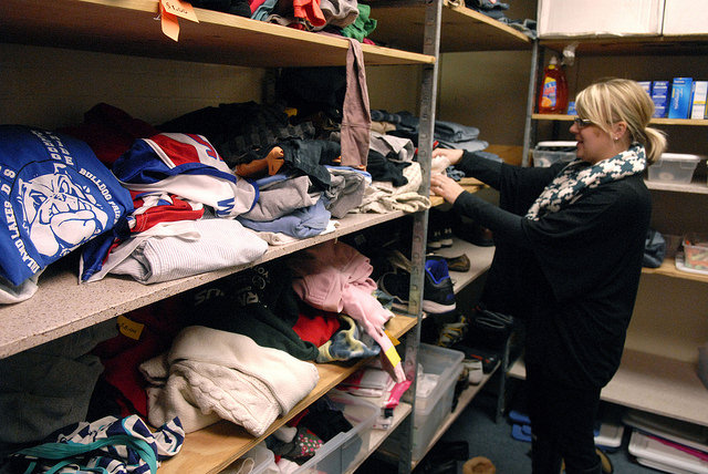 Kim’s Closet at Inland Lakes, supplying clothing for students who need it. (Photo by John Russell)