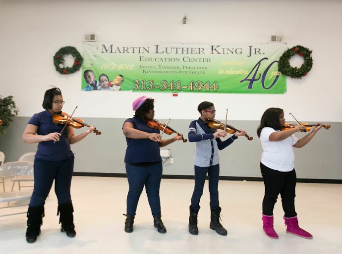 The Suzuki Strings perform. Music education is another way to inspire discipline among students. (Photo by Brian Widdis)