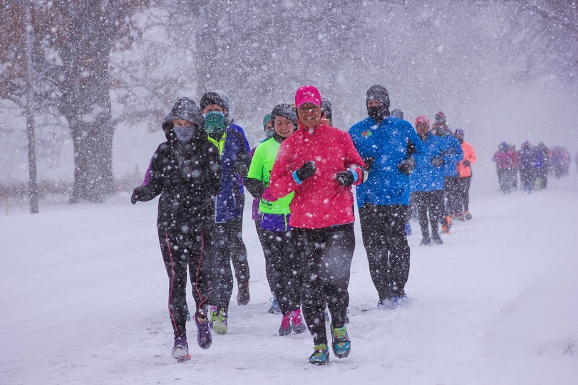 A February snowstorm failed to stop Borgess Run Camp participants from their scheduled training run. (Photo courtesy of Borgess Run Camp)