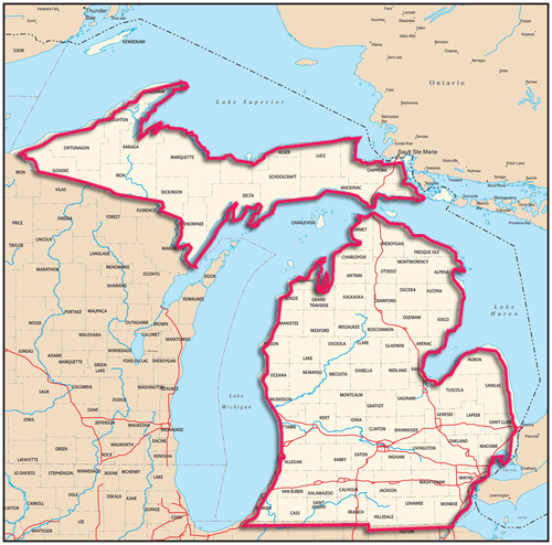 A Great Lakes walking trail around Michigan’s Mitten and Upper Peninsula would cover nearly 2,200 miles. Add shores around islands and connecting rivers and Michigan would have over 3,000 miles of Great Lakes paths. 