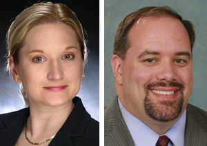 Rebekah Warren, left, represents Ann Arbor in the Michigan Senate; Jim Ananich represents Flint. Both are Democrats.