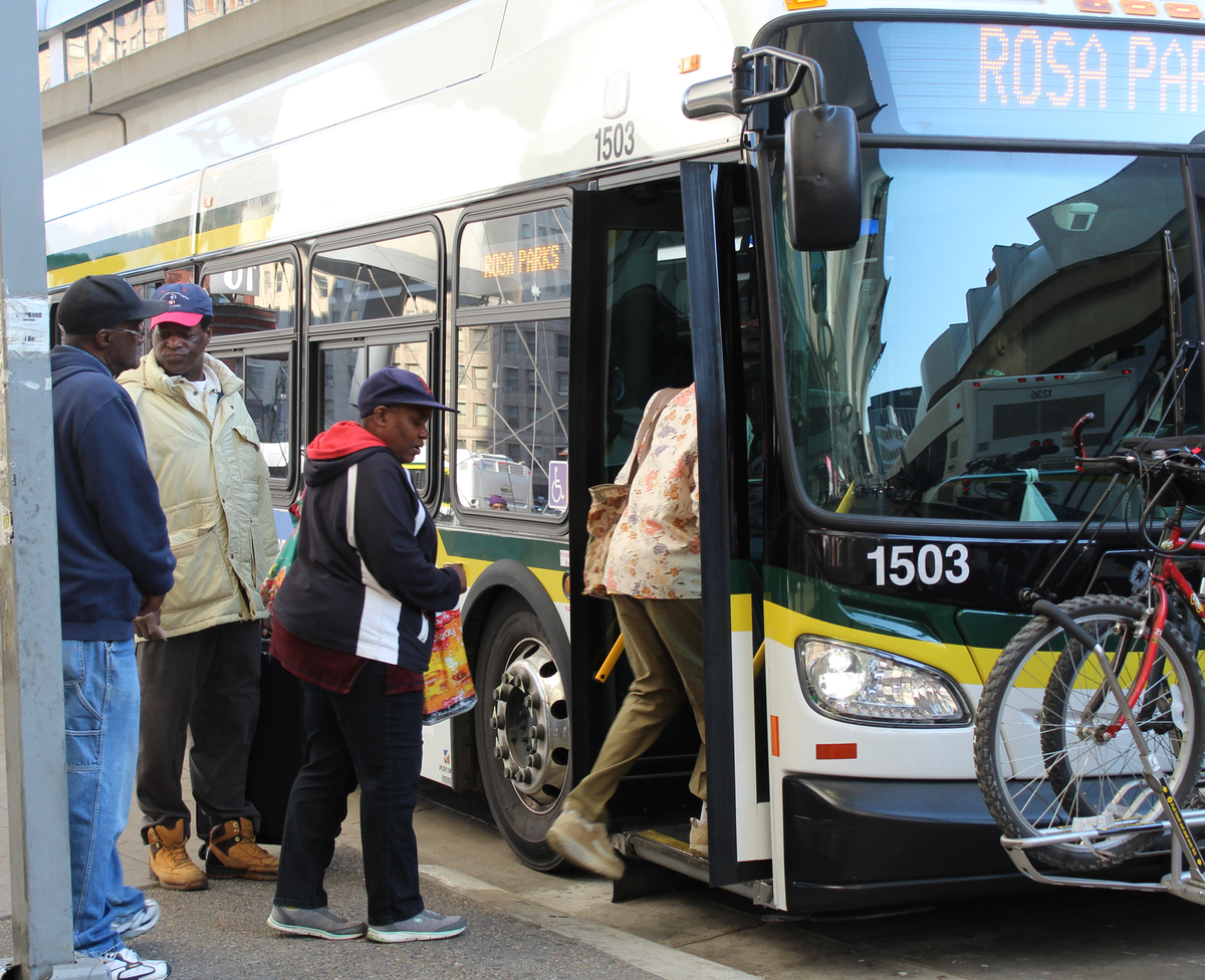 Federal money helped put 80 new buses on Detroit streets. (Photo courtesy WDET)