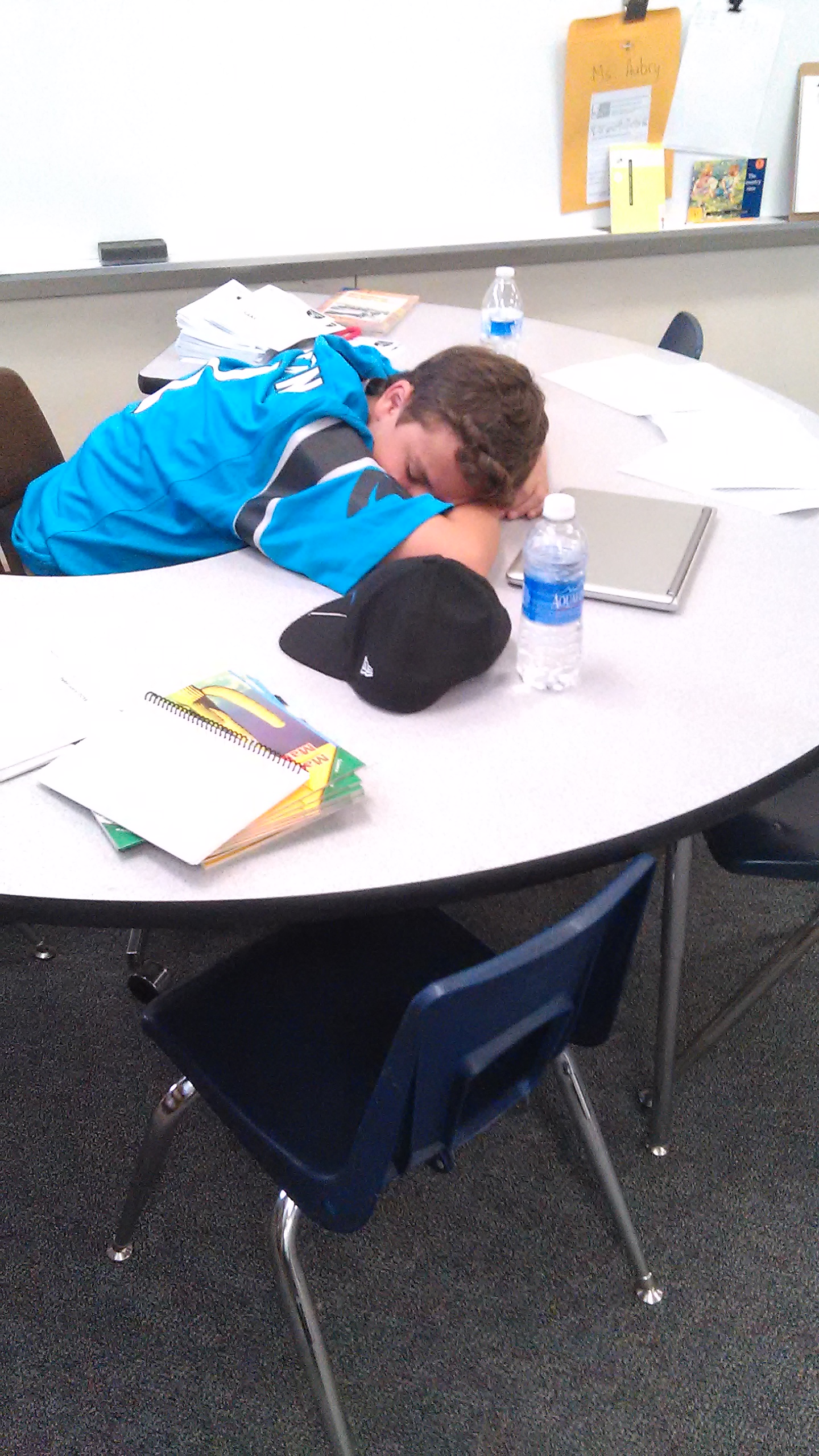  A student at a California high school with a 7:15 a.m. start time sleeps in class. (Courtesy of StartSchoolLater) 