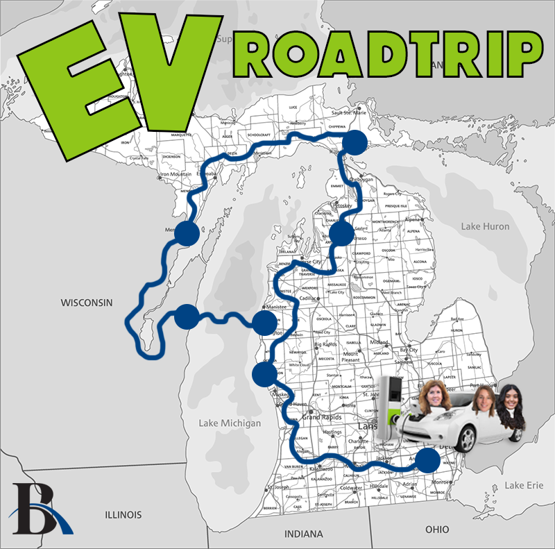 EV Road trip Map graphic