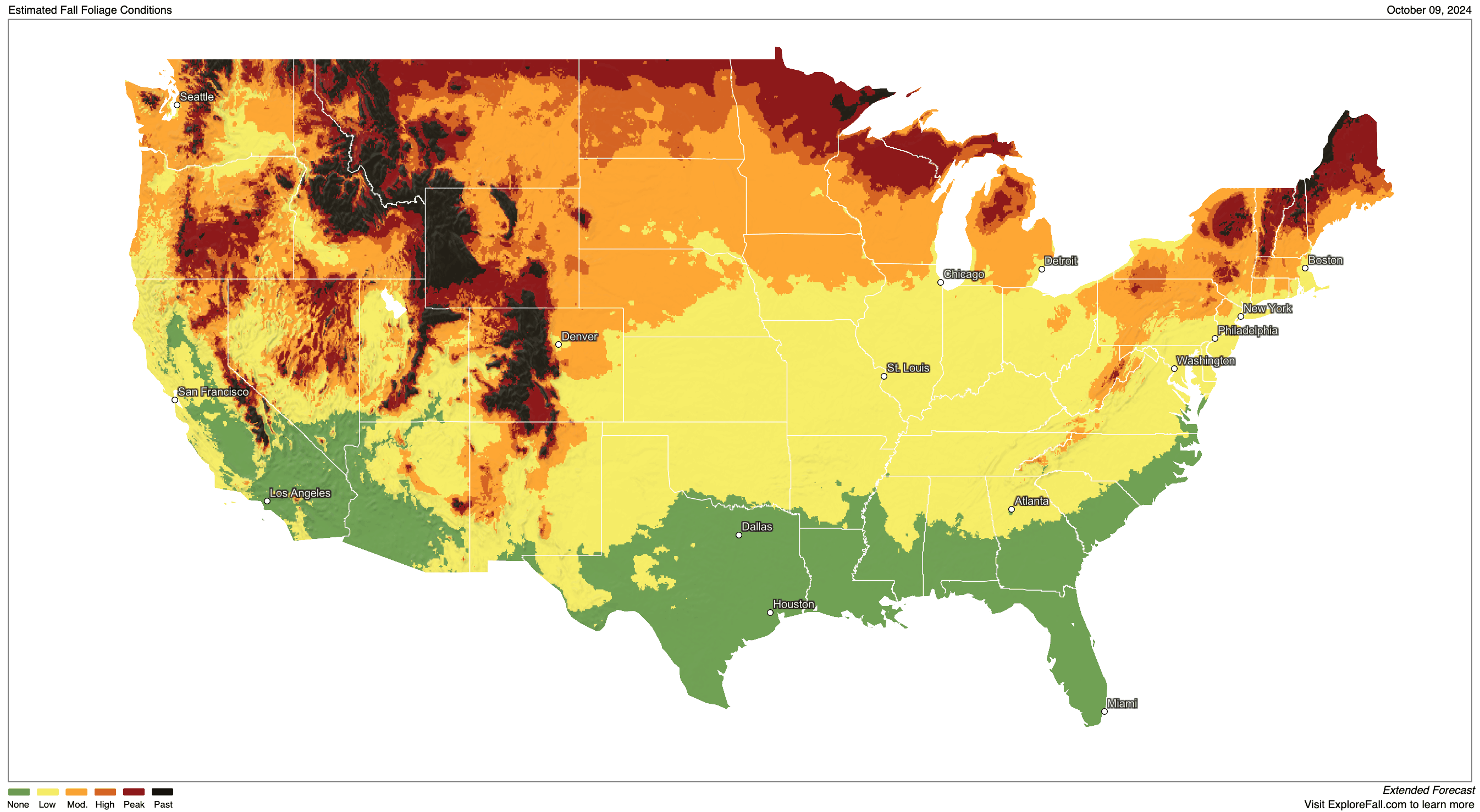 More of the mountain area is red