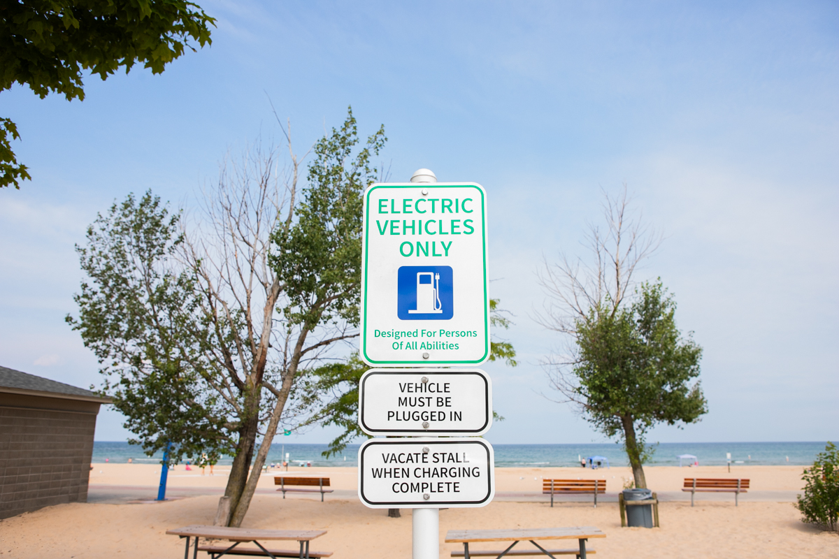 electric vehicle charger at the beach