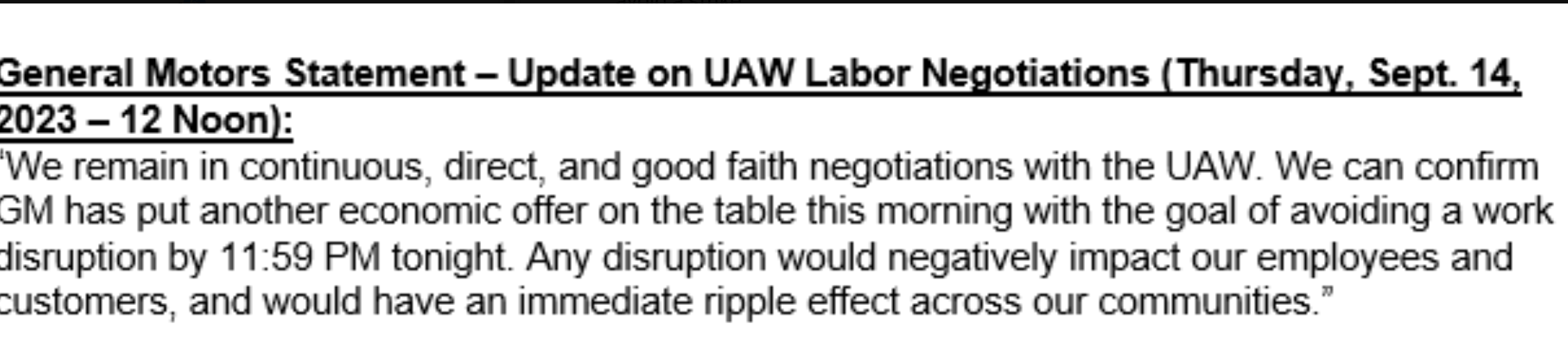 GM UAW Negotiations 2023