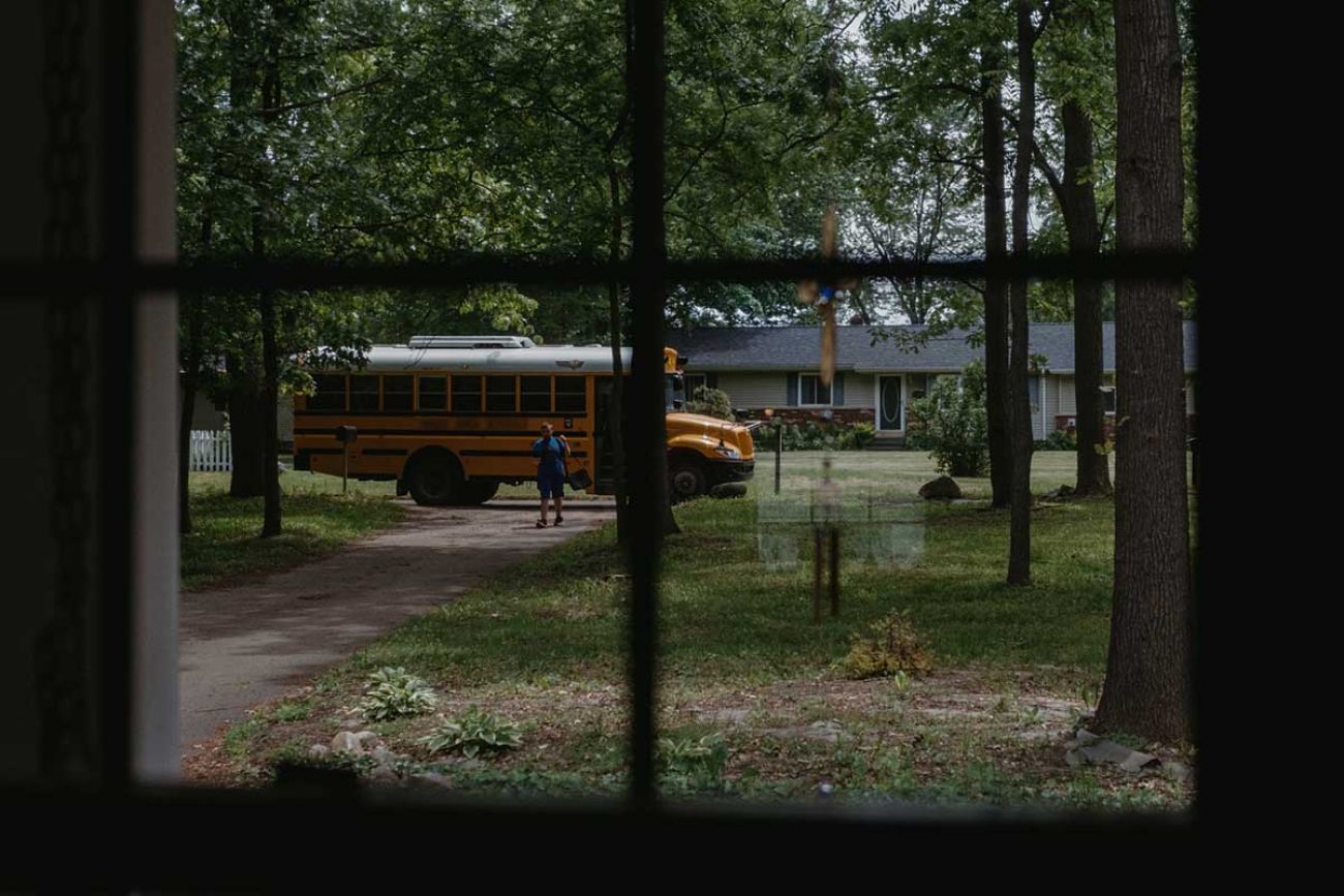 boy near a bus