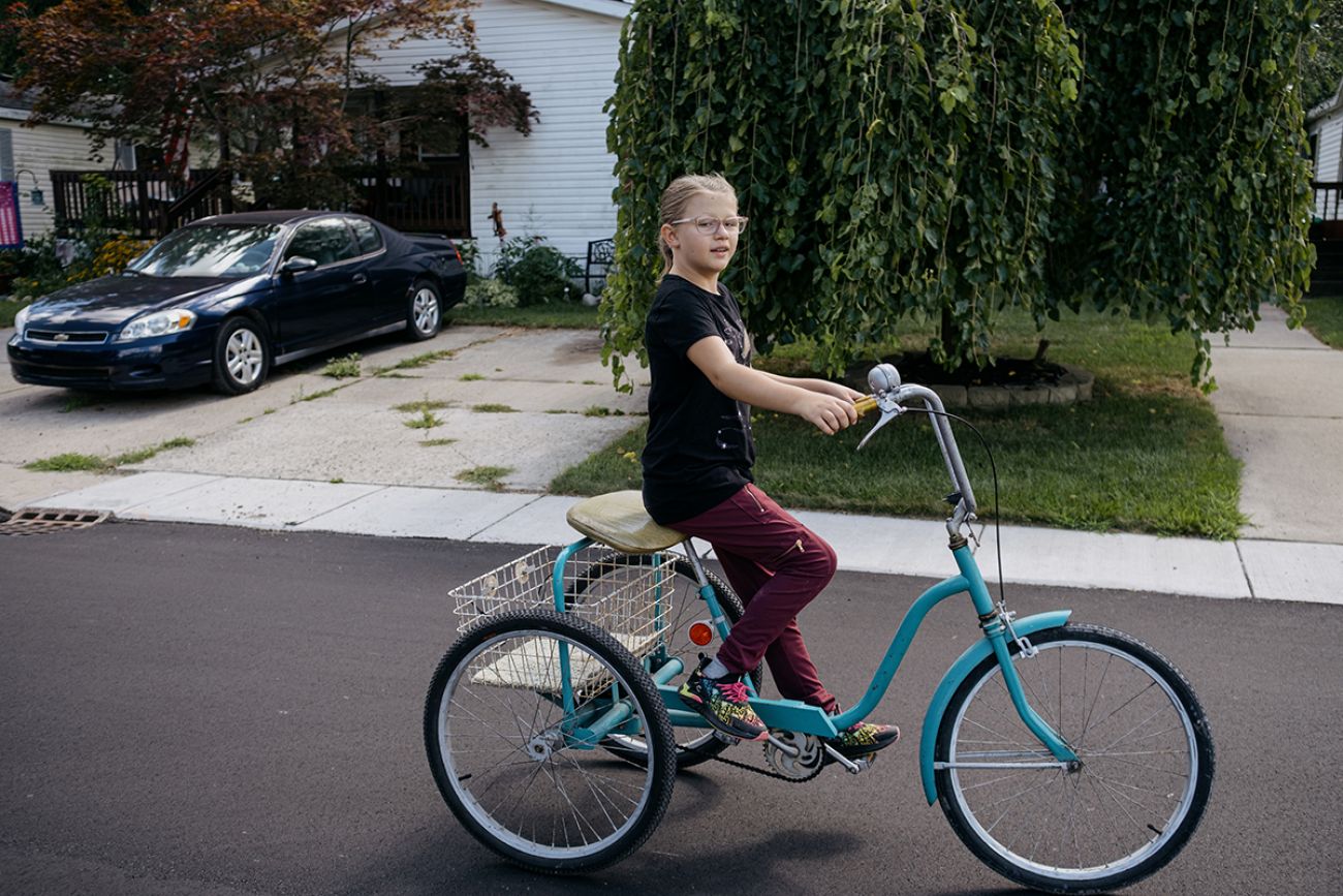 girl riding bicycle