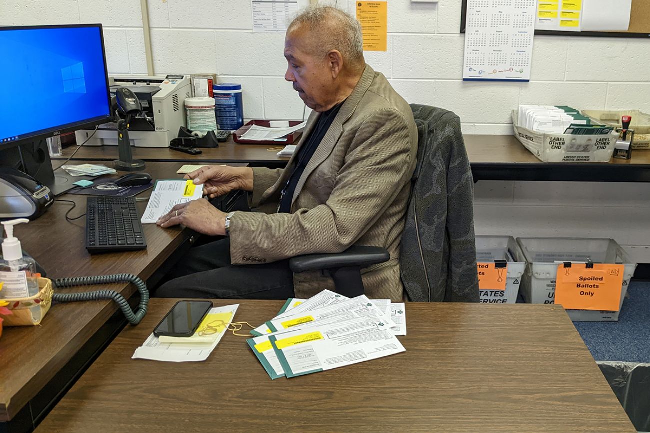 man working on computer