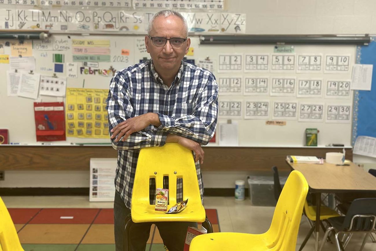 Alfredo Aleman in a classroom