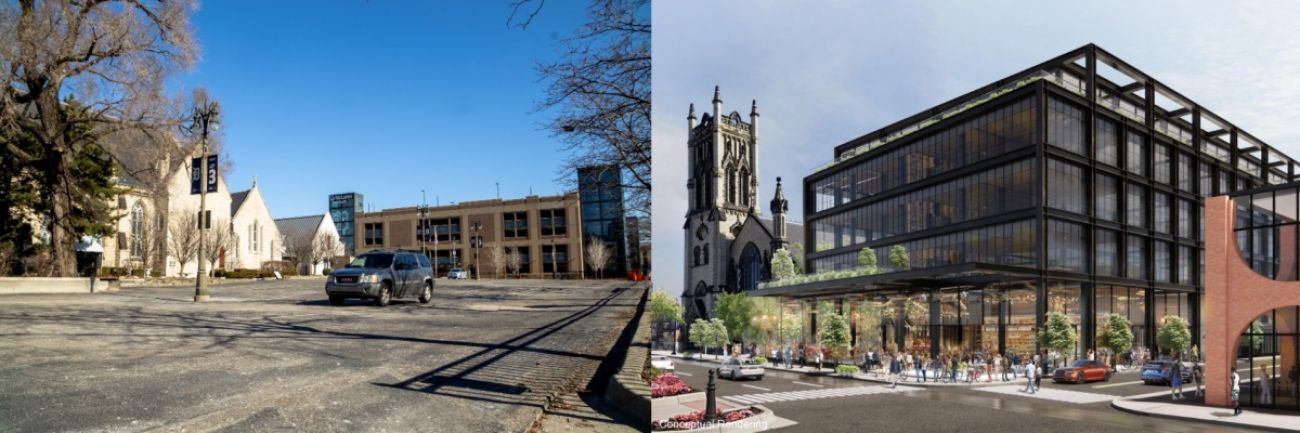 parking lot and building 