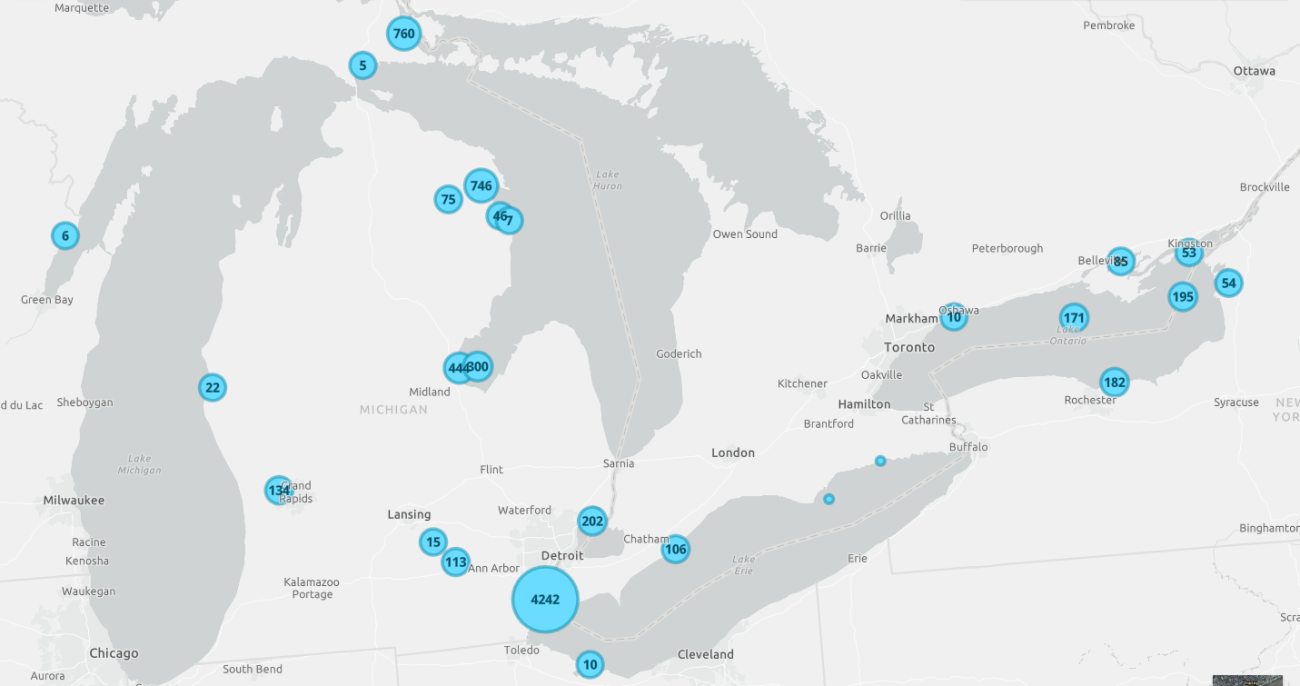 map of the Great Lakes area