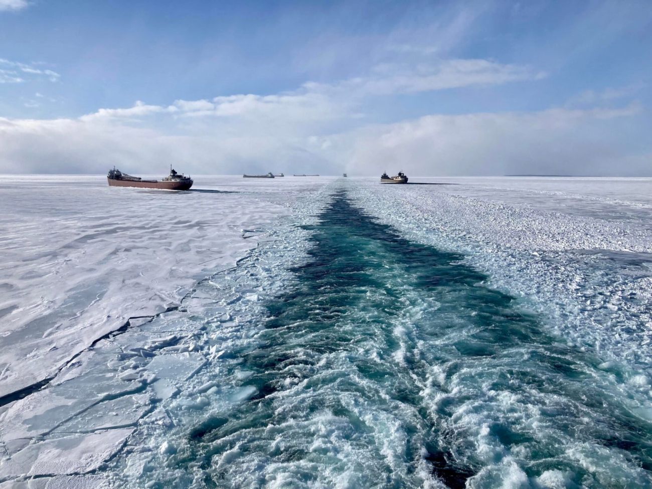 Ships iced in at Whitefish Bay