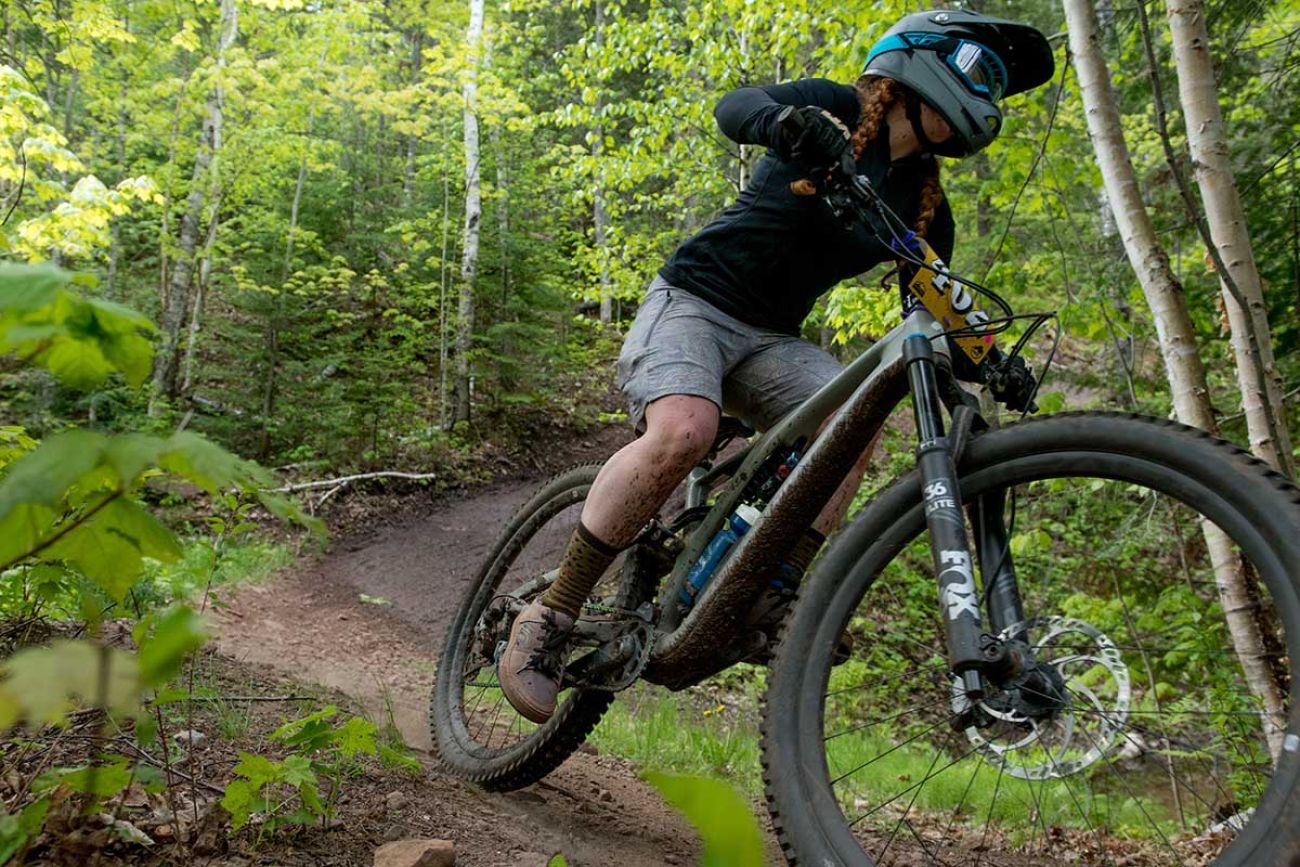 a woman biking