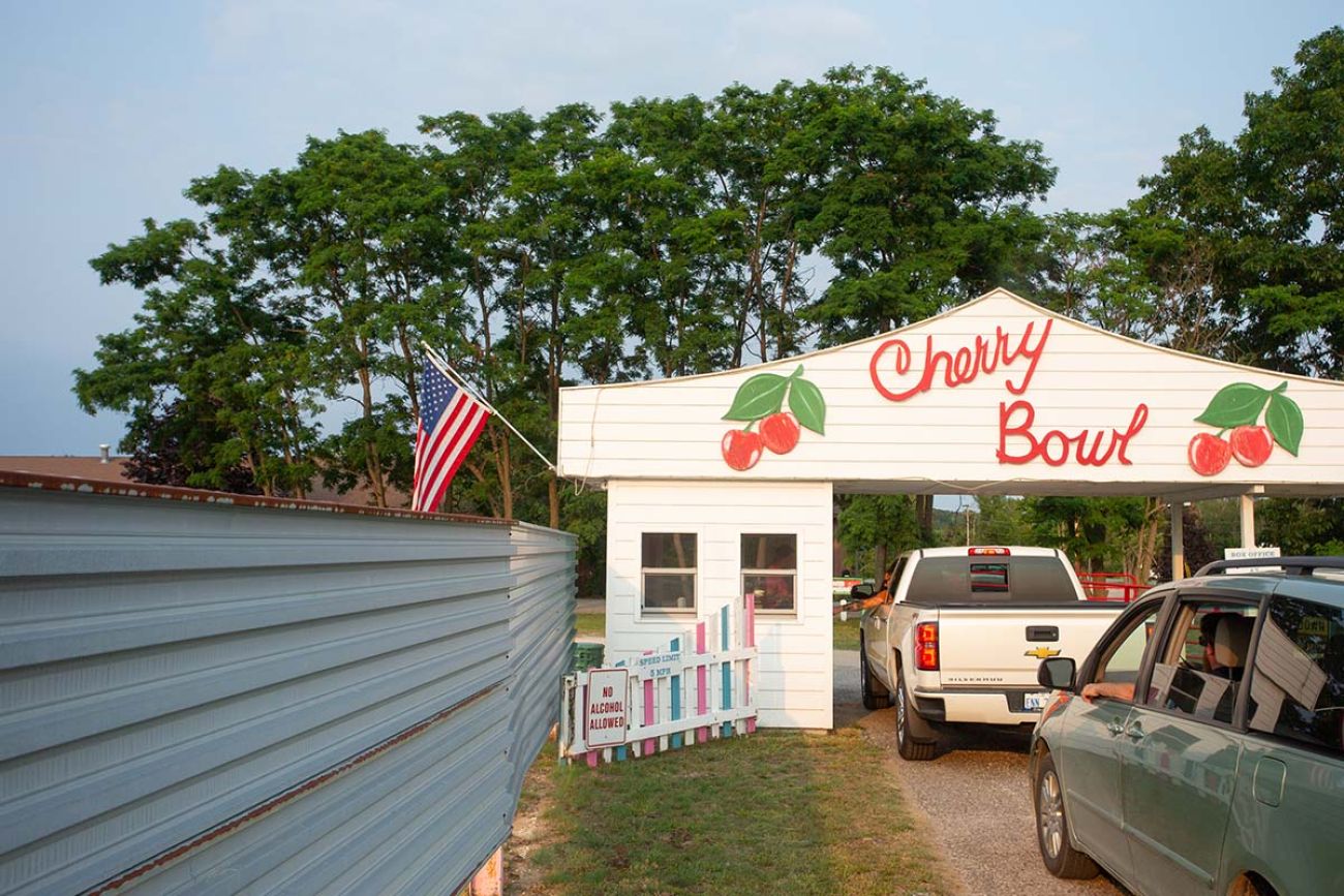 The entry way for the Cherry Bowl. There are two trucks waiting to get inside