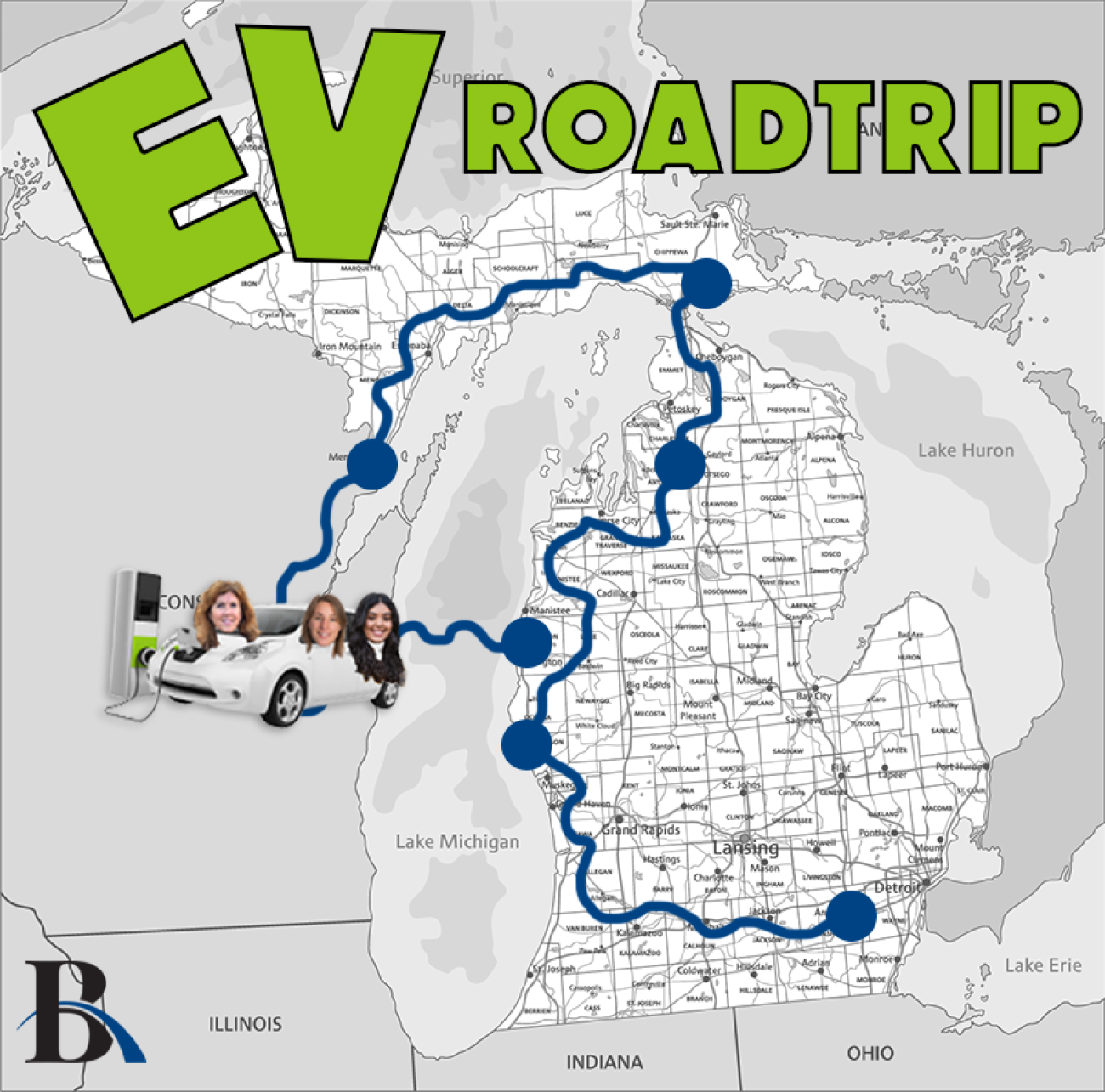 EV roadtrip map