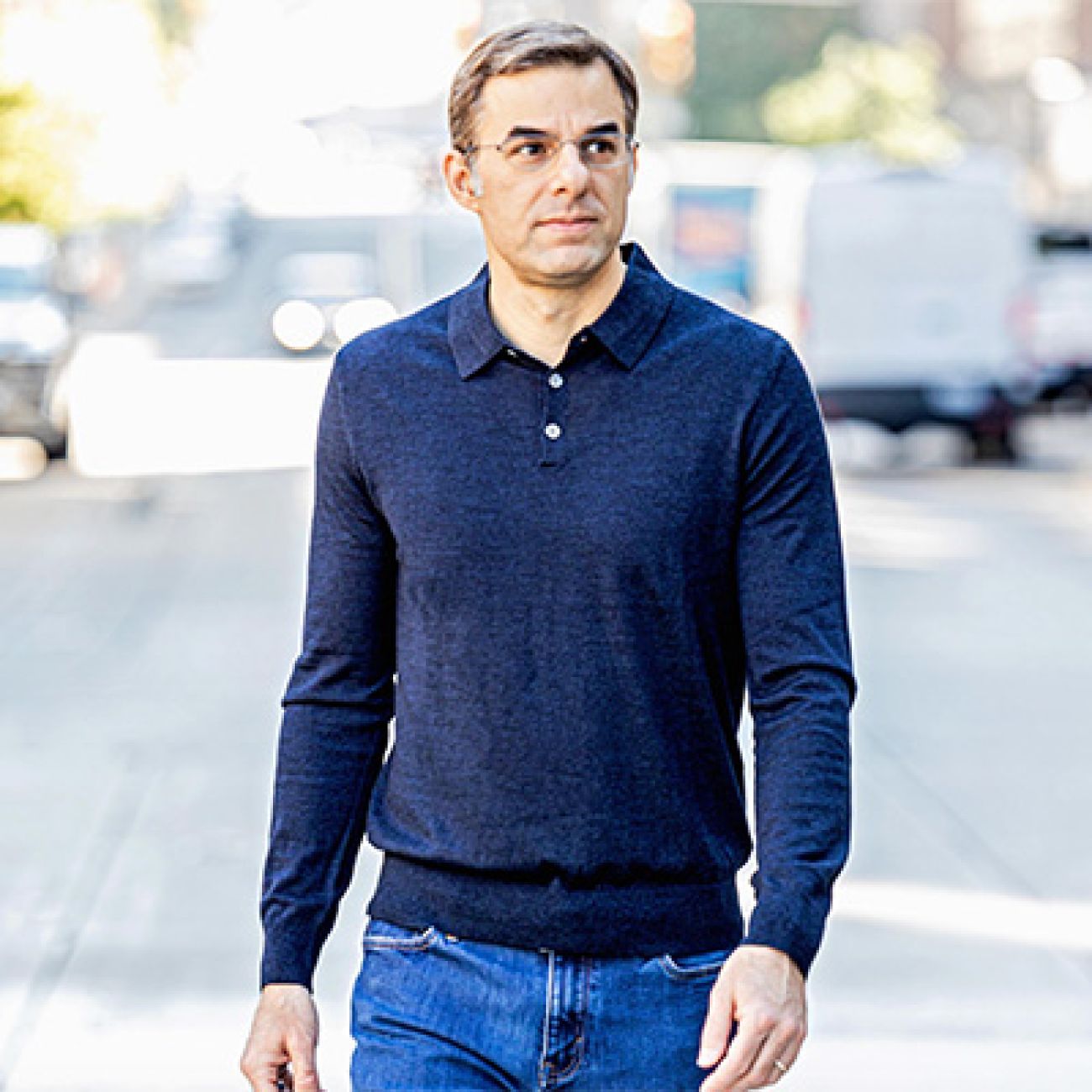 Former U.S. Rep. Justin Amash wearing a blue sweater