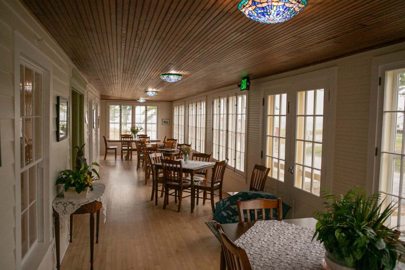Empty dining room at the Sleeping Bear Dunes Inn