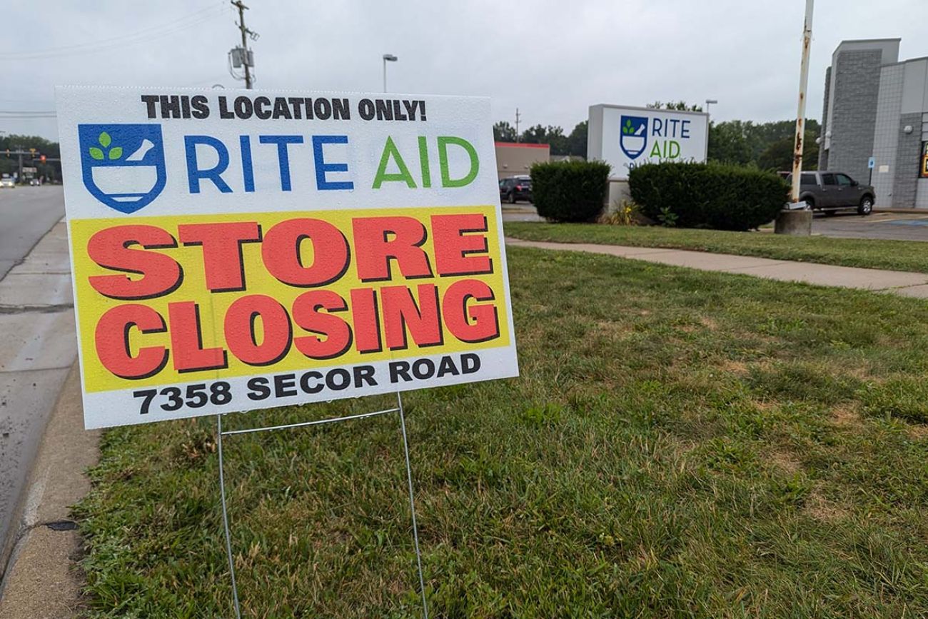 Rite Aid store closing sign