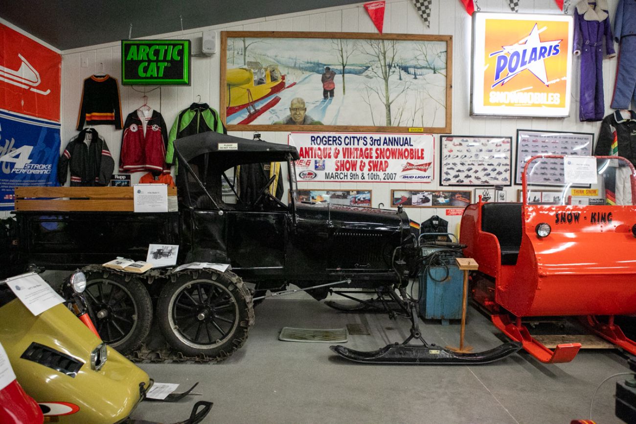 A black Model T with skis