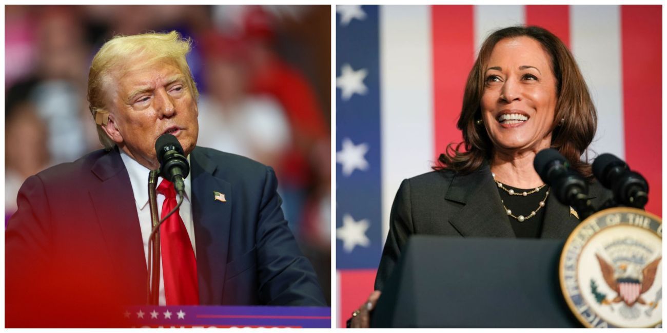 Donald Trump on the left and Kamala Harris on the rightr