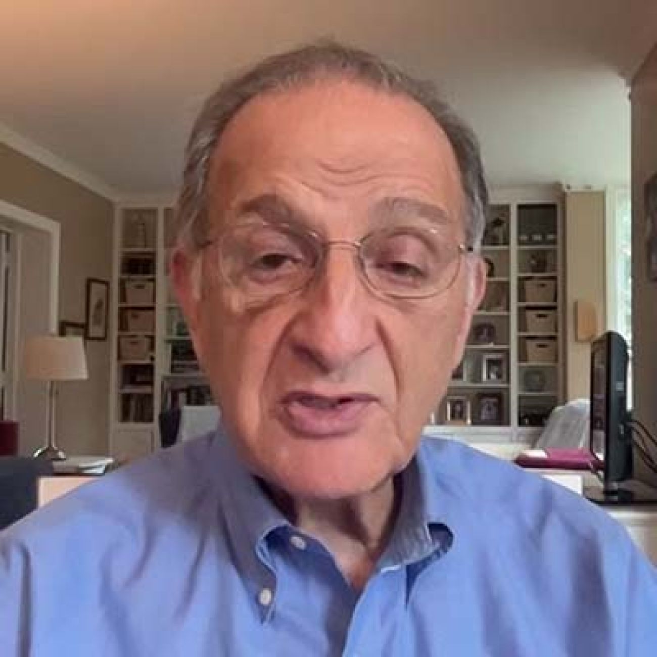 Jim Zogby on a video call. He is wearing a blue collared shirt