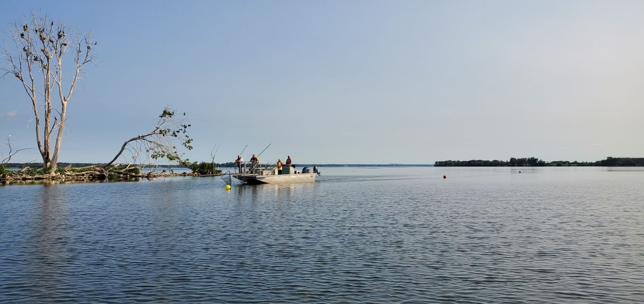 A boat on the Bay of Quinte, on Lake Ontario