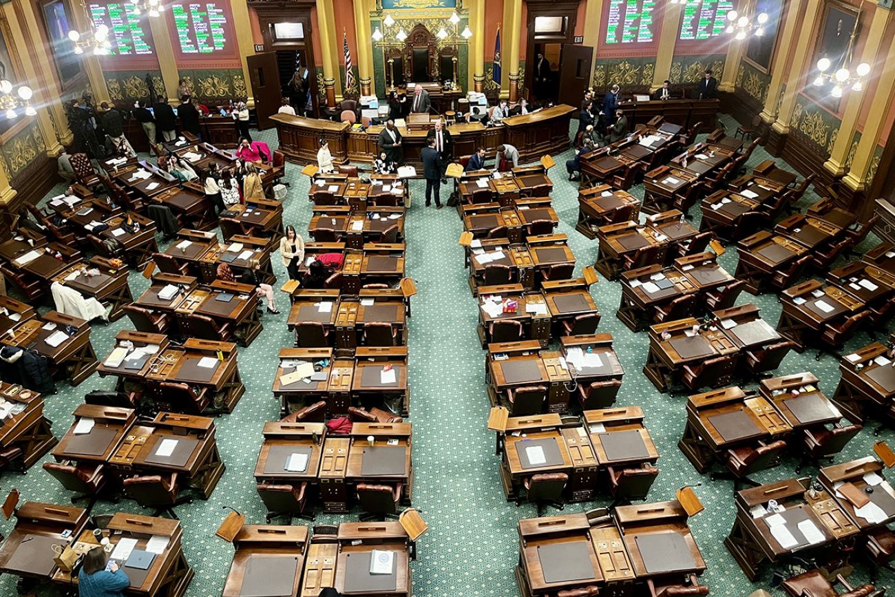 An aerial image of the House chamber