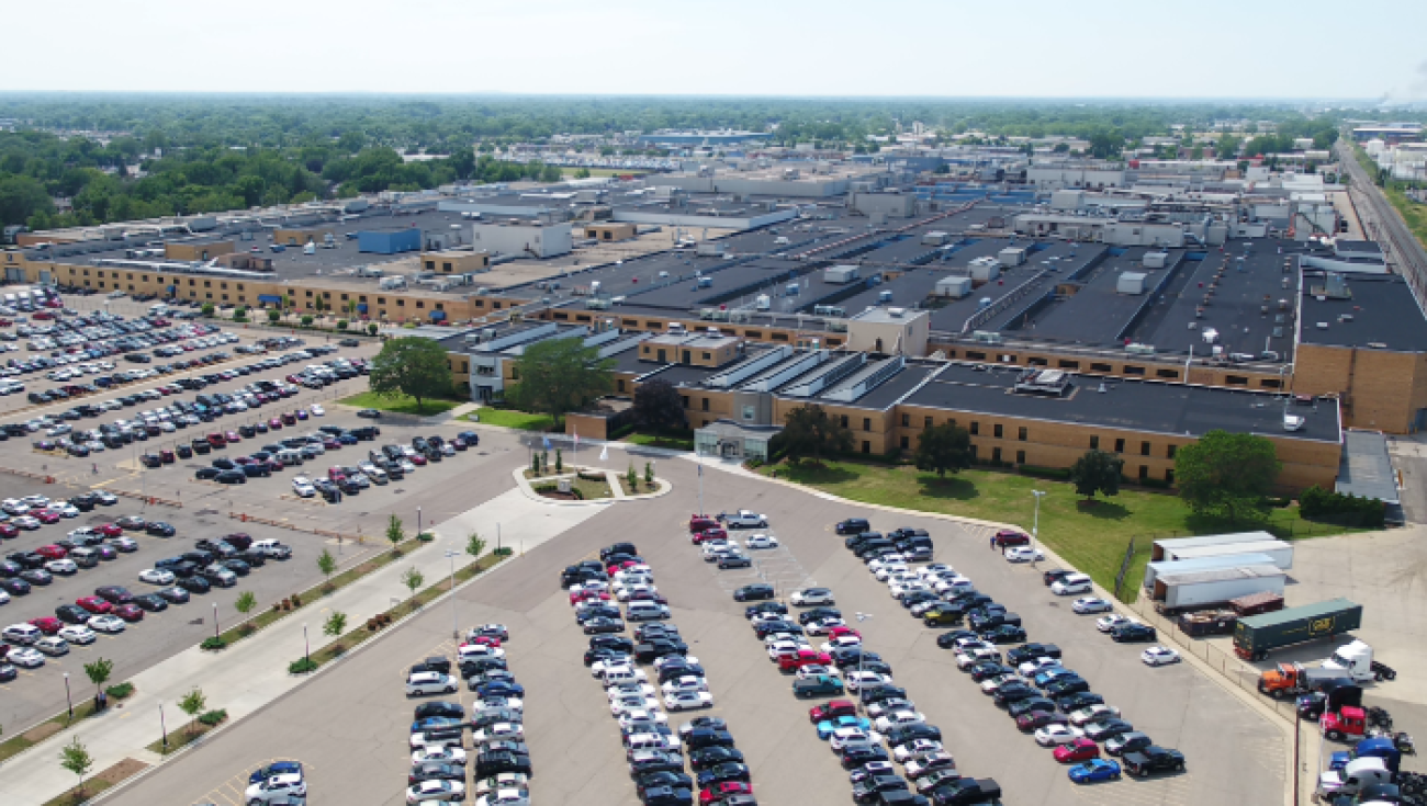 An aerial image of the Detroit Diesel Corporation facility in Redford Township, Mich