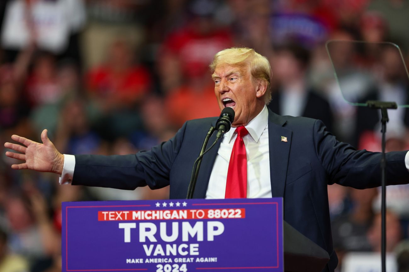 Donald Trump at a rally in Grand Rapids, Mich