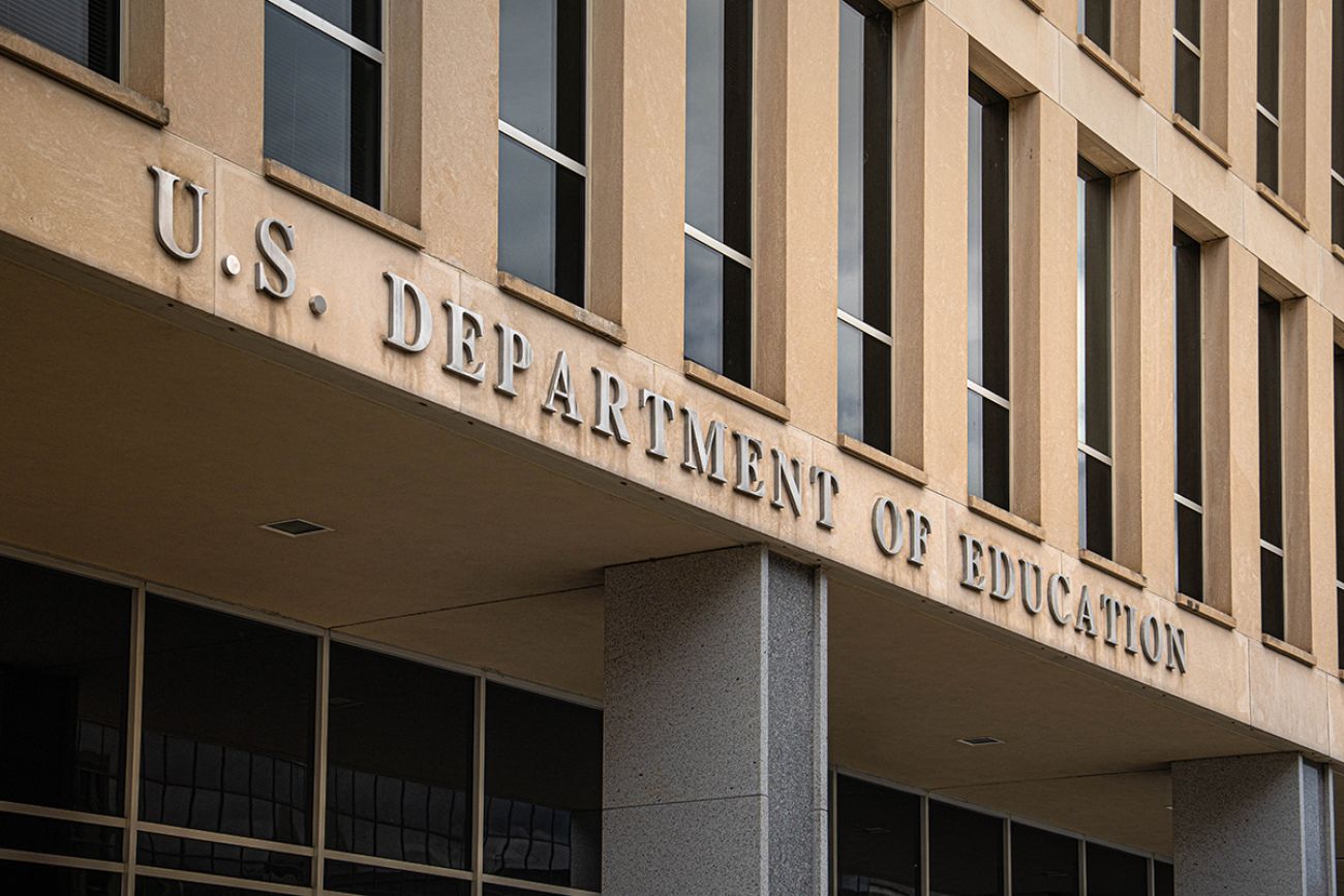 Sign of U.S. Department of Education in Washington D.C.