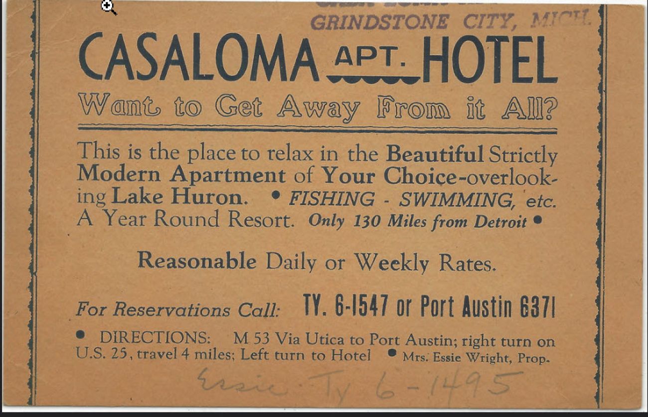 An ad for Casaloma Hotel 