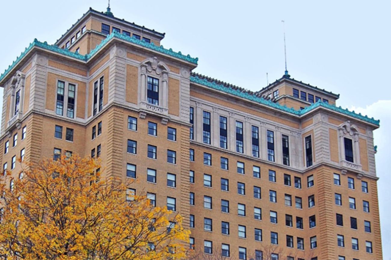 An exterior view of Hart-Doyle-Inouye Federal Center in Battle Creek, Michigan. 