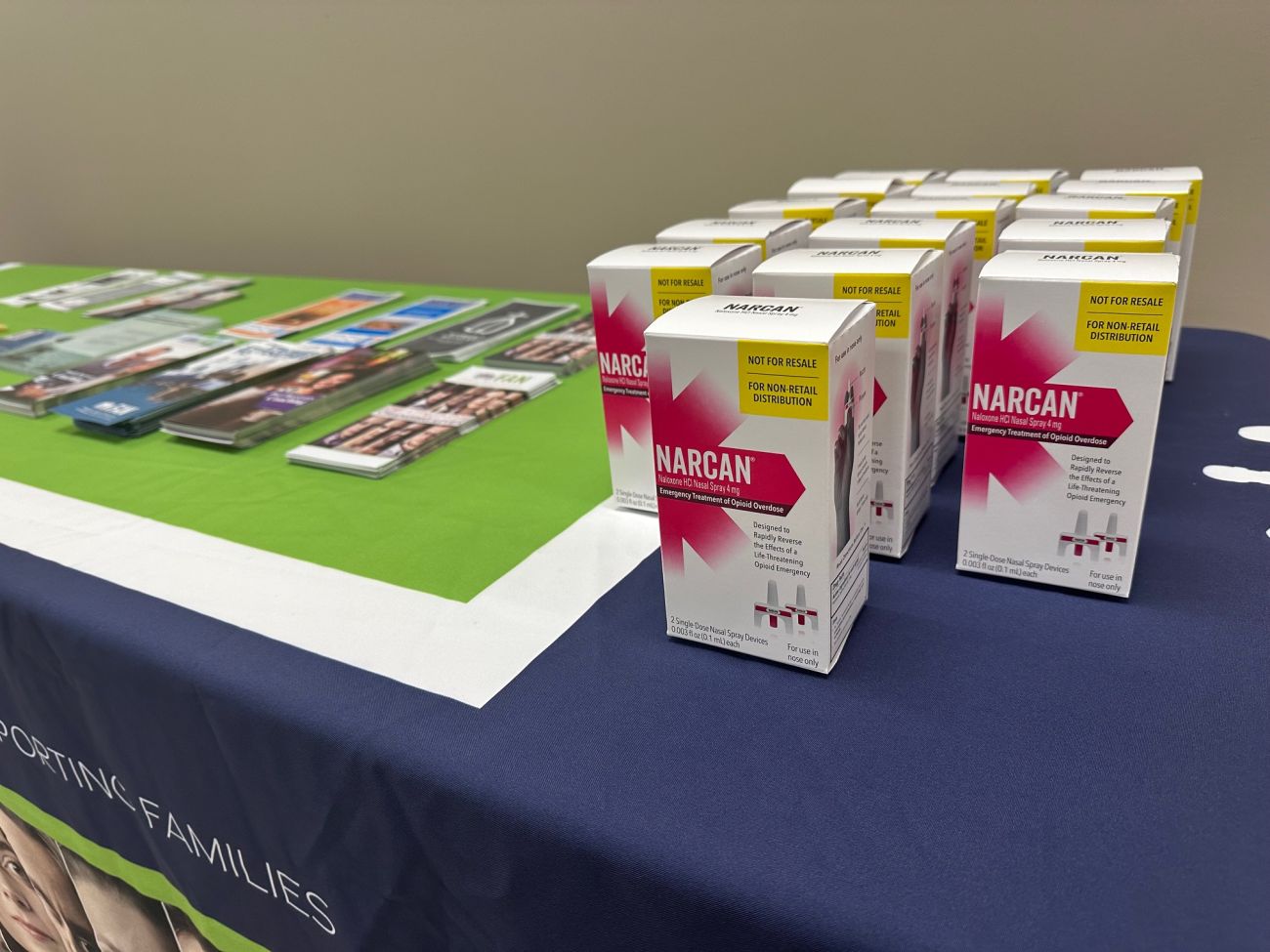 Boxes of Narcan on the table.