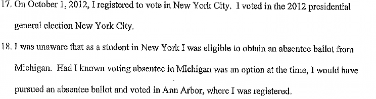 Screenshot of Abdul El Sayed's form on absentee ballots