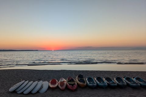 A sunset over Lake Michigan.