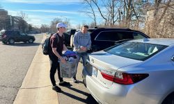 freshman leaving with his dad on MSU campus