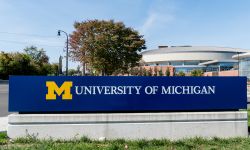 Entrance sign to the campus of the University of Michigan.