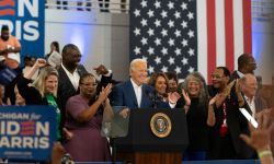 Joe Biden on stage in Detroit
