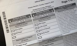 A ballot for the Michigan Aug. 6, 2024 election