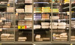 Eggs in the fridge of a Kroger store