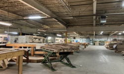 Inside a warehouse with lumber products