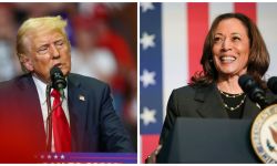 Donald Trump and Kamala Harris headshots