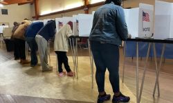 People voting at booths in Detroit 