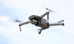 Drone fly in sky closeup